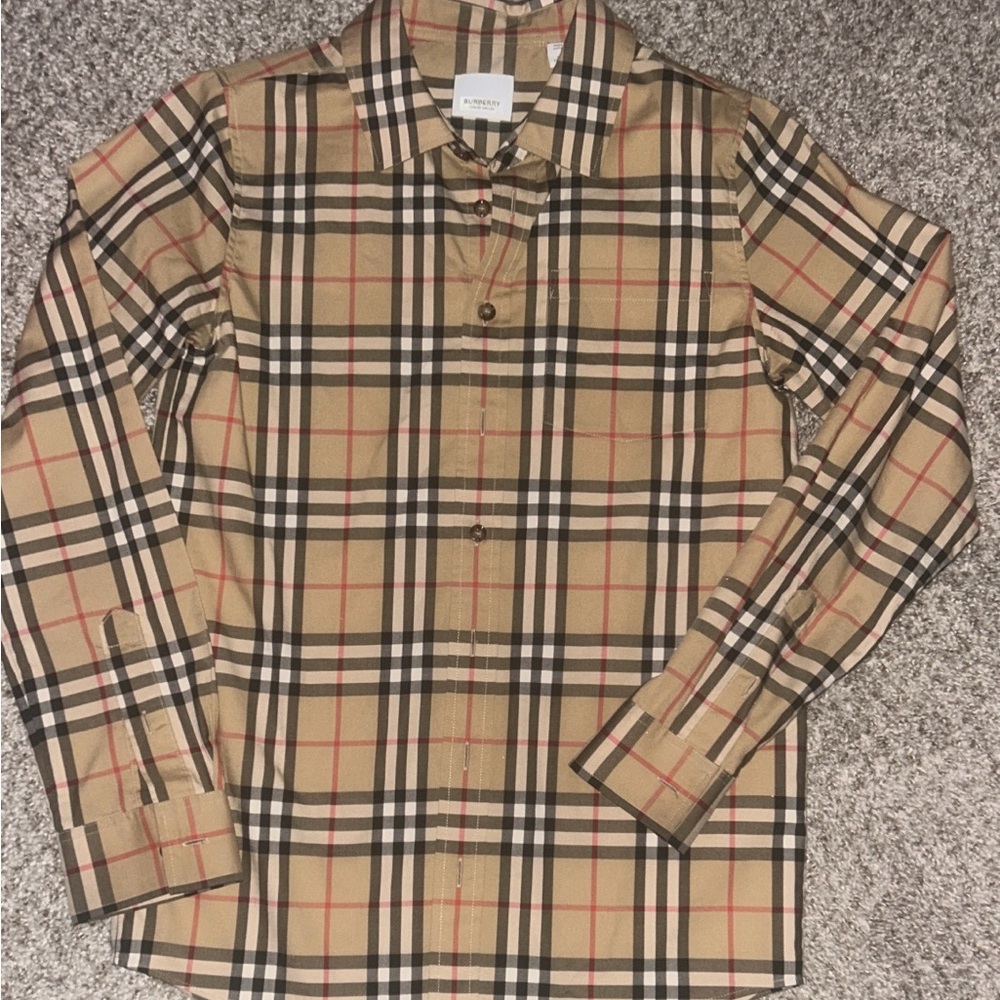 Burberry Beige and Black Checkered Shirt